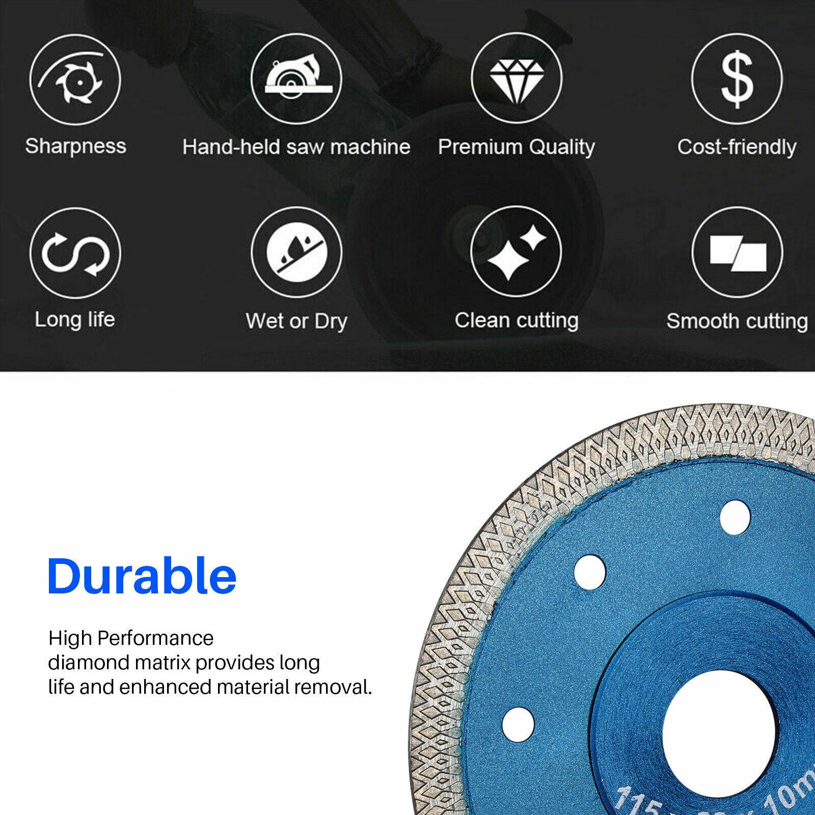 Porcelain Tile Turbo Thin Diamond Dry Cutting blade/Disc Grinder wheel 115mm US