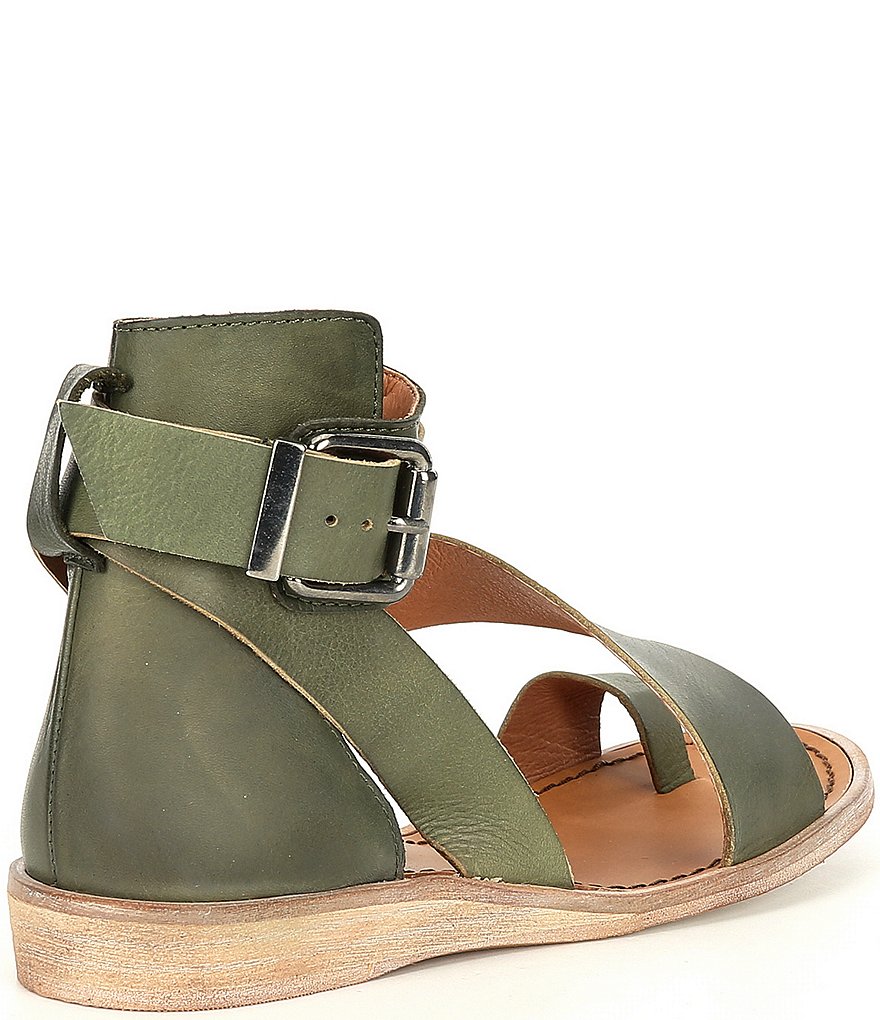Free People Vale Leather Asymmetrical Toe Loop Ankle Strap Sandals