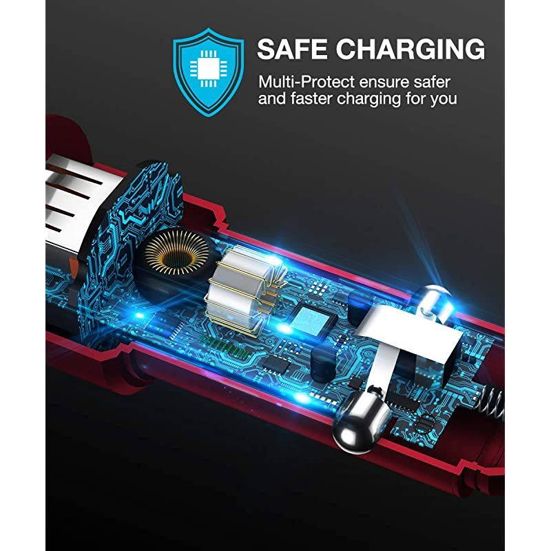 Car Charger  Quick Charge 30 3A Dual USB Ports 36W Fast Car Adapter Metal Compatible with Samsung Galaxy S10 S9 S8 S20 Plus Note 10 9 8 S7 iPhone Xs Max XR X 8 7 6 iPad LG G6 V20 Moto Red