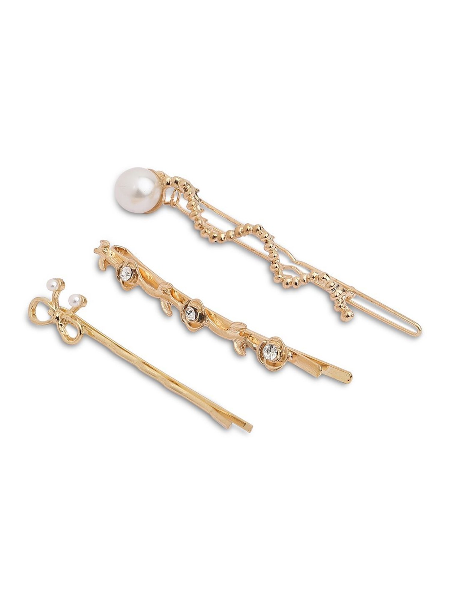 Golden Embellished Hair Clip - Set of 3