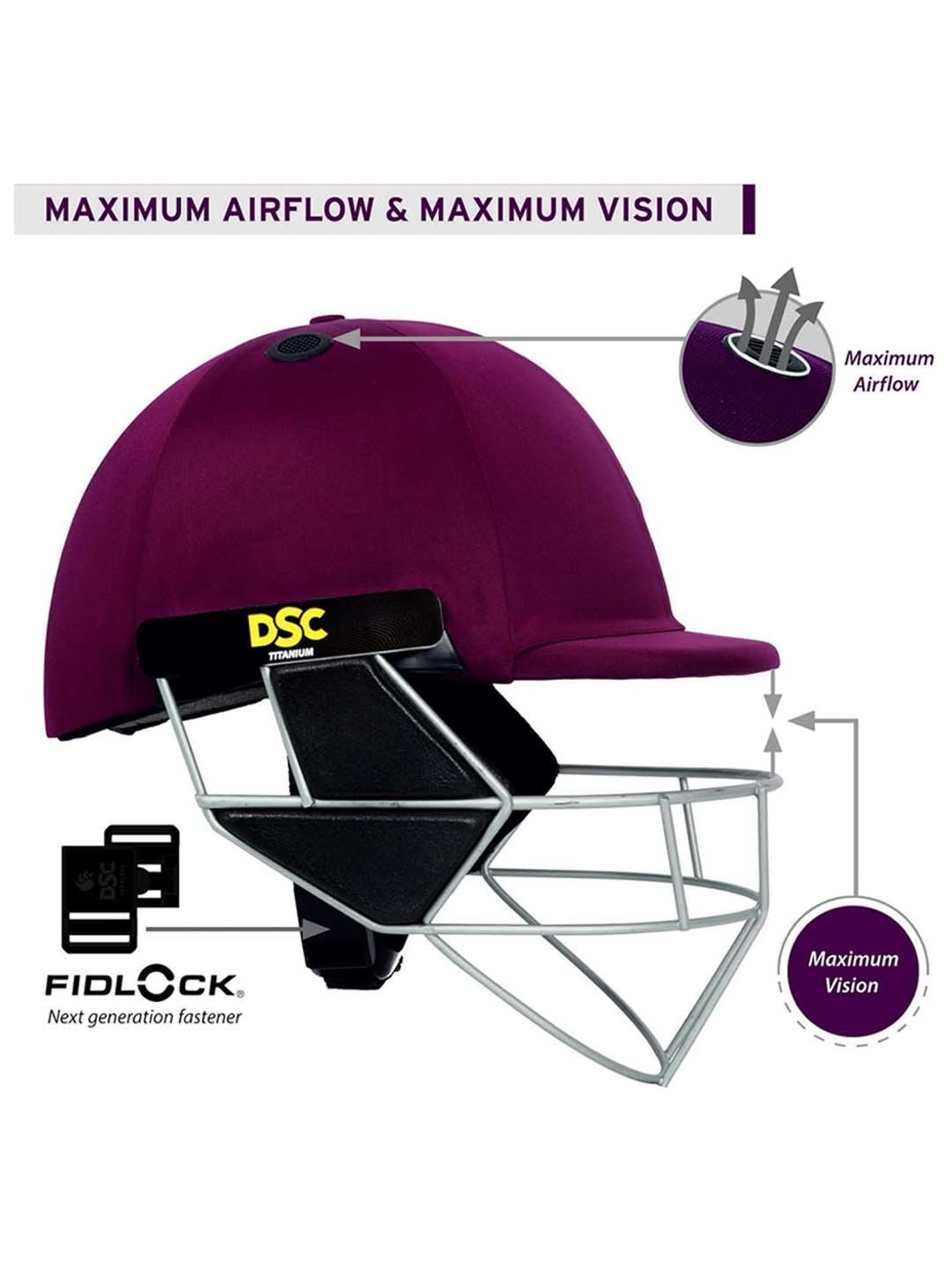 DSC Scud LITE Titanium Premium Cricket Helmet with Neck Guard Size - M