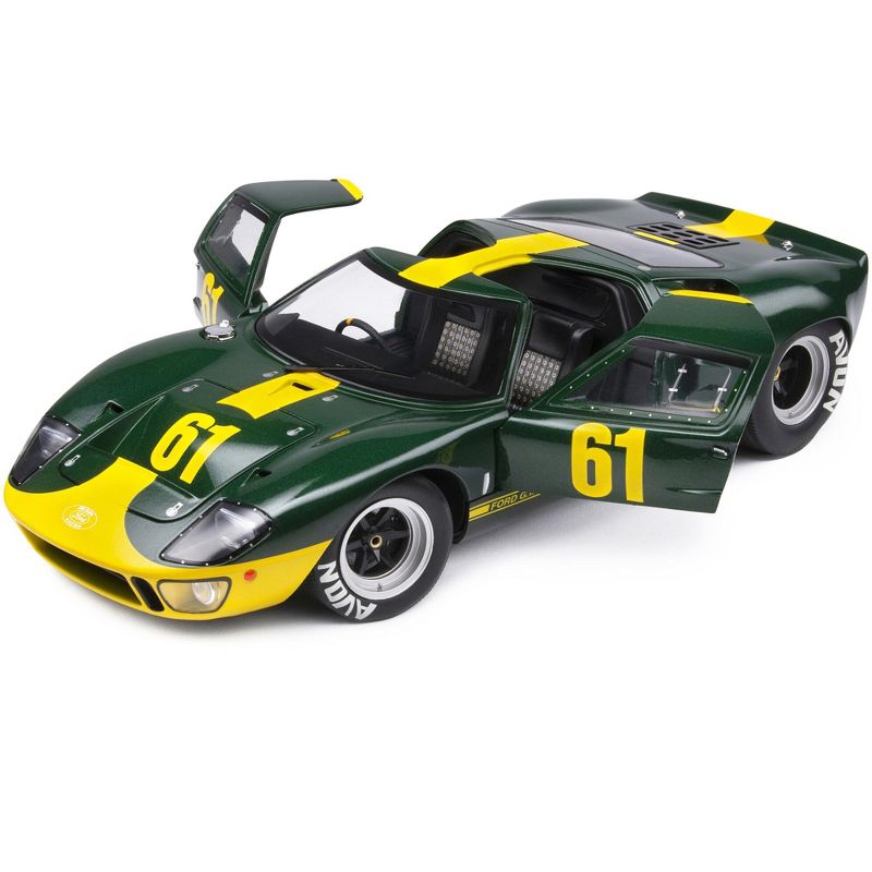 Ford GT40 Mk1 RHD #61 Racing Custom Green Metallic with Yellow Stripes "Competition" Series 1/18 Diecast Model Car by Solido