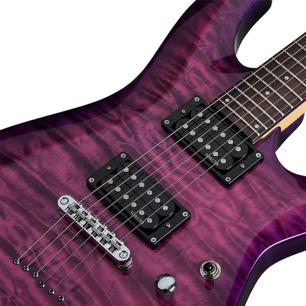 Schecter C-6 Plus Solid-Body Electric Guitar, EM Bundle with Ultimate Support Pro Guitar Stand, Black Strap, and Classic Pick (10-Pack)