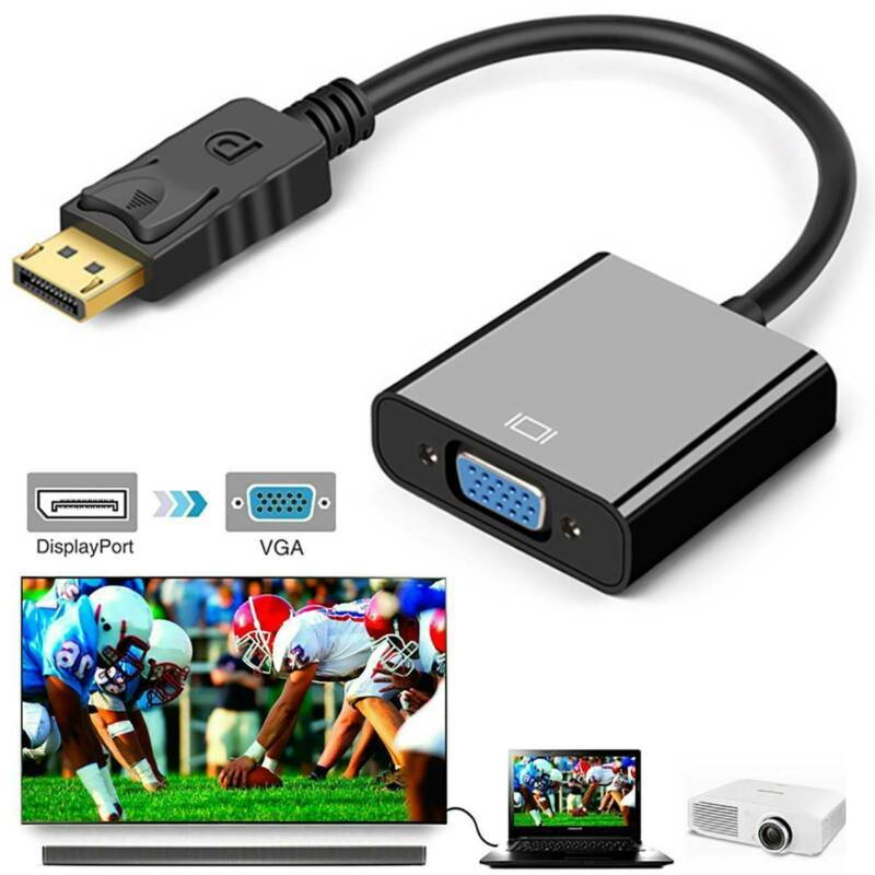 Display Port to VGA, DisplayPort DP Male To VGA Female Cable Adapter Converter Compatible with Computer, Desktop, Laptop, PC, Monitor, Projector, HDTV - Black