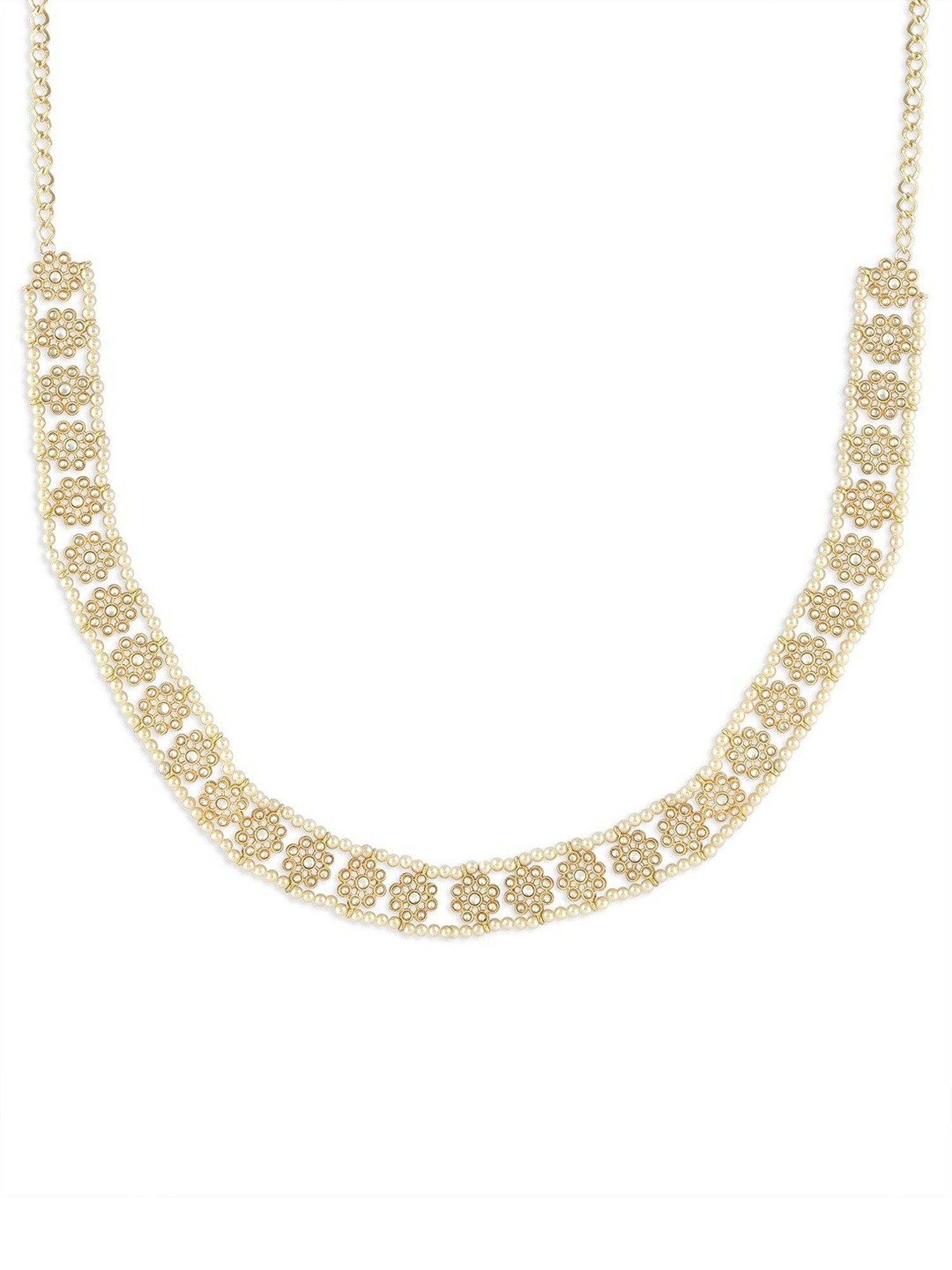 Zaveri Pearls Gold Tone Traditional Kundan Pearls Embellished Bridal Kamarbandh-ZPFK15973