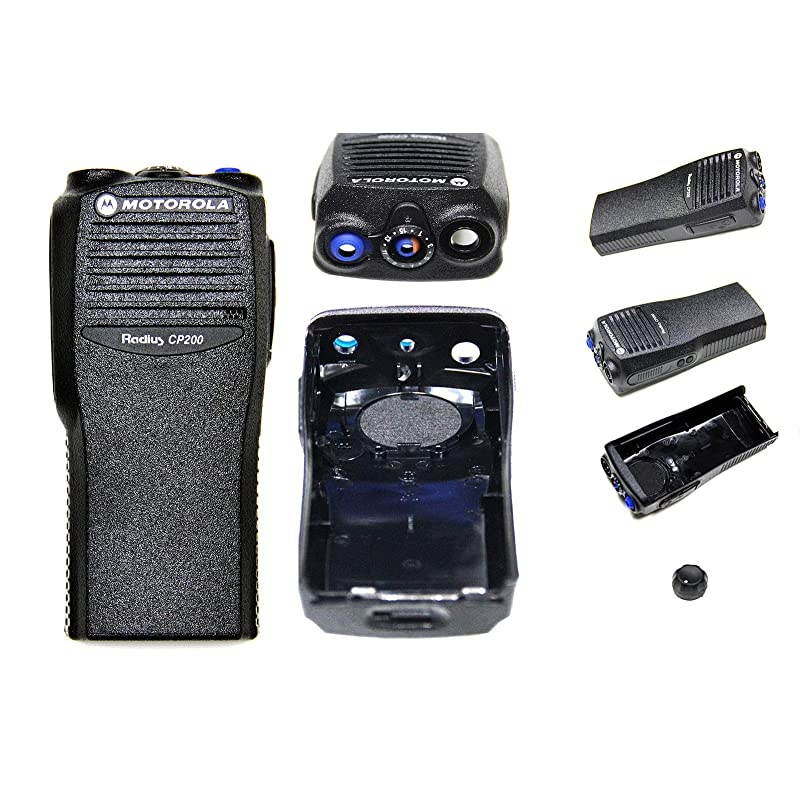 New Front Cover Outer Shell Housing for Motorola CP200 Two Way Radio Walkie Talkie Case Replacement Refurbish Kit with Buttons Channel PTT Button Stickers