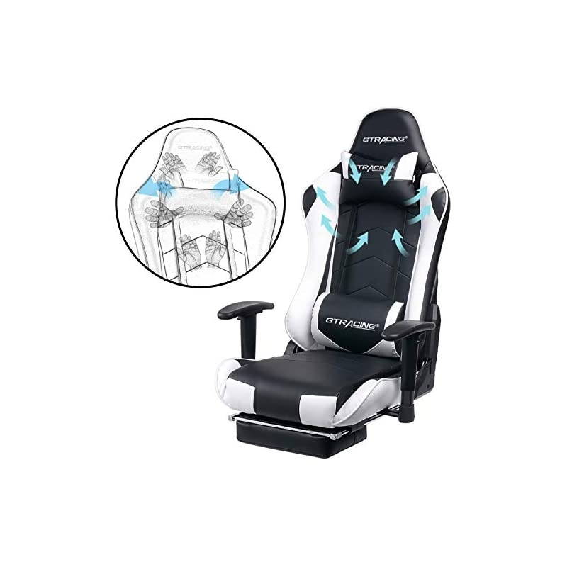 Gaming Chair with Footrest Big and Tall Office Executive Chair Heavy Duty Adjustable Recliner with Headrest Lumbar Support Cushion Desk Chair Black