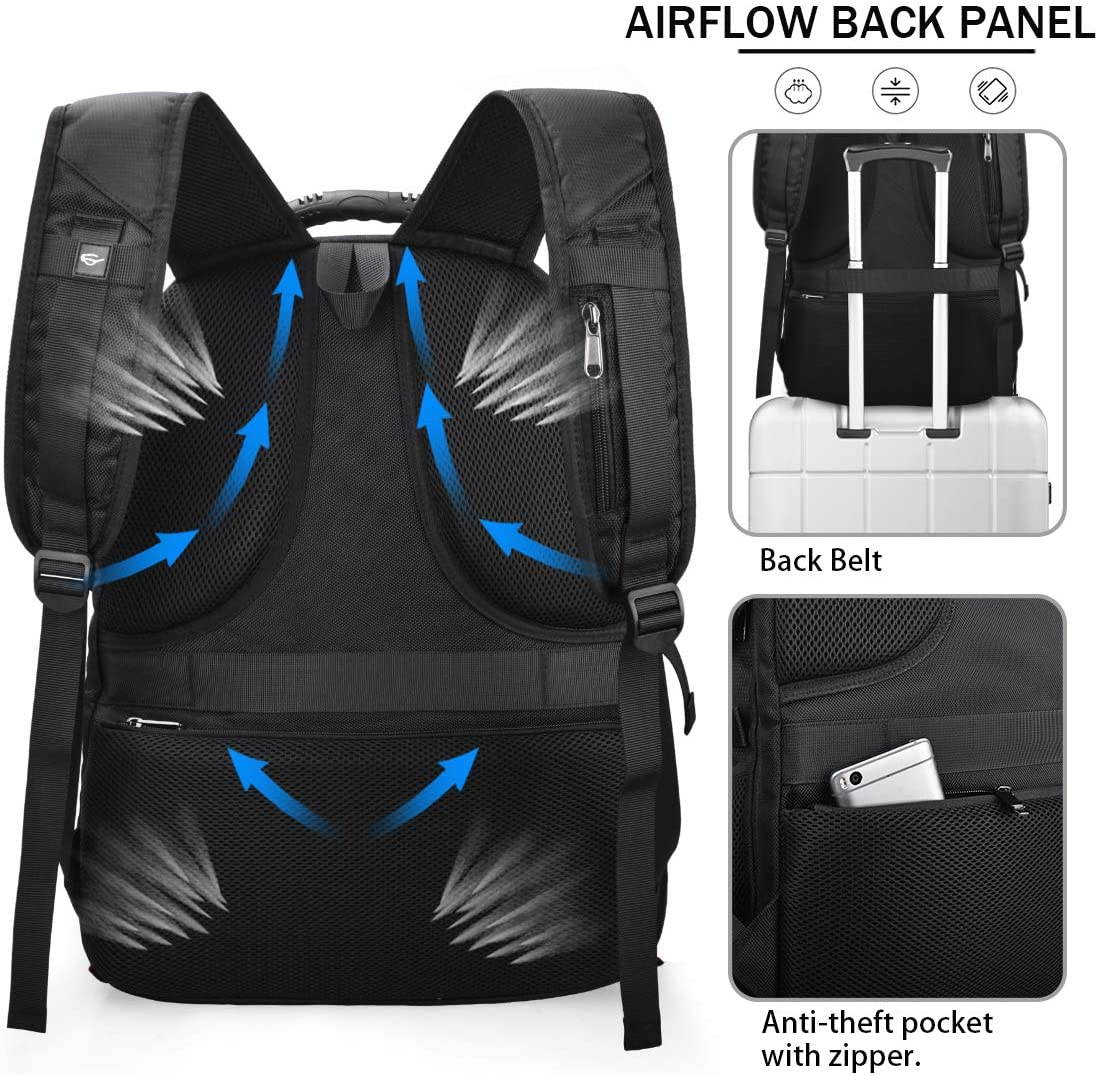 Laptop Backpack 17 Inch Waterproof Extra Large TSA Travel Backpack Anti Theft College School Business Mens Backpacks with USB Charging Port 17.3 Gaming Computer Backpack for Women Men Black 45L