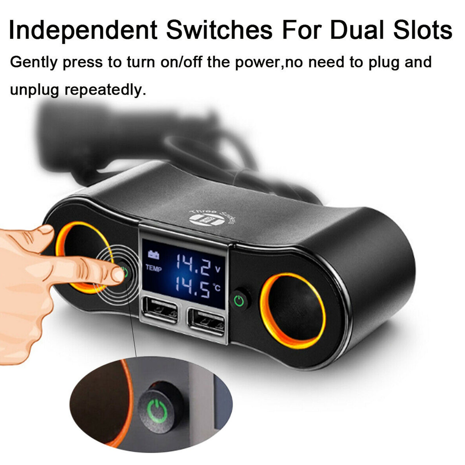 12V Car Cigarette Lighter Adapter 2Way Double Plug Socket Charger Splitter H8D9N