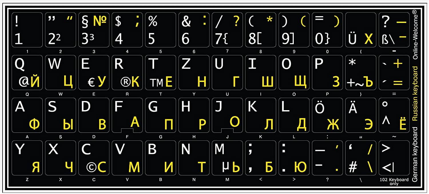 Russian English US Keyboard Sticker Black