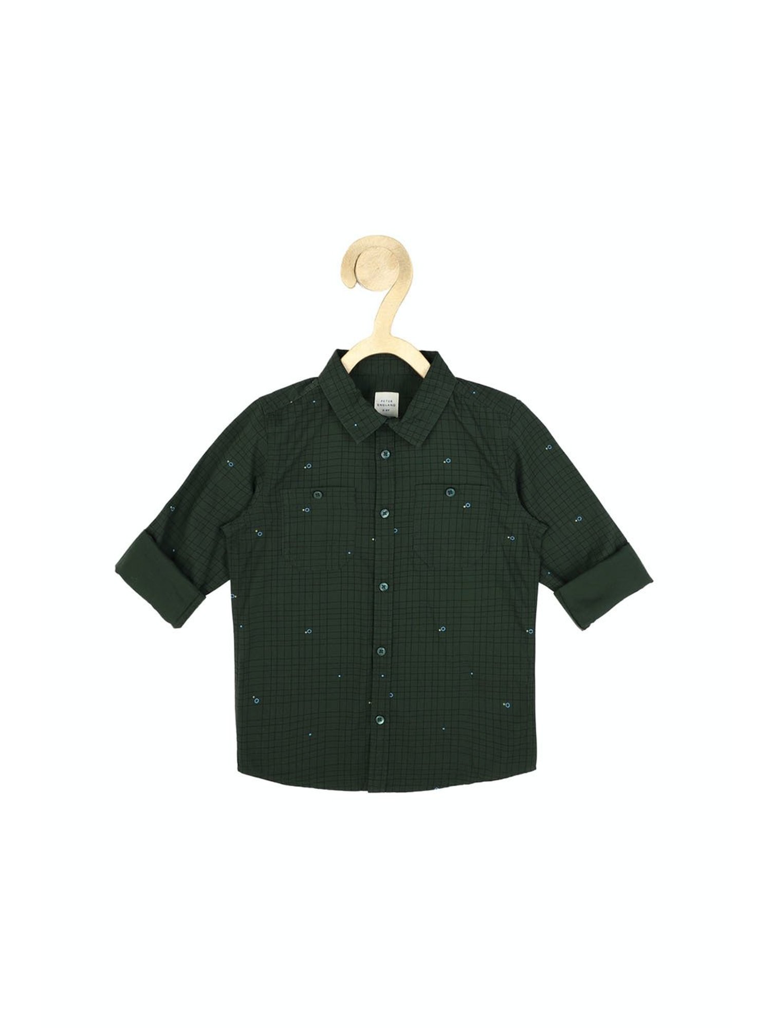 Peter England Kids Olive Checks Full Sleeves Shirt