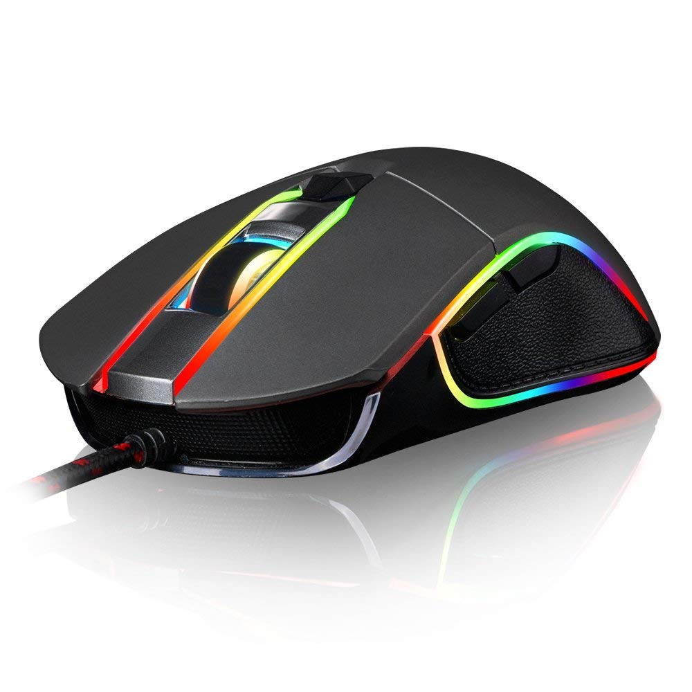 Motospeed V30 Wired 4000 DPI Gaming Mouse Support Macro Programming, with 6 Buttons, Adjustable RGB Backlit, 4 Adjustable DPI Mouse for PC, Laptop, Apple Macbook (Black)
