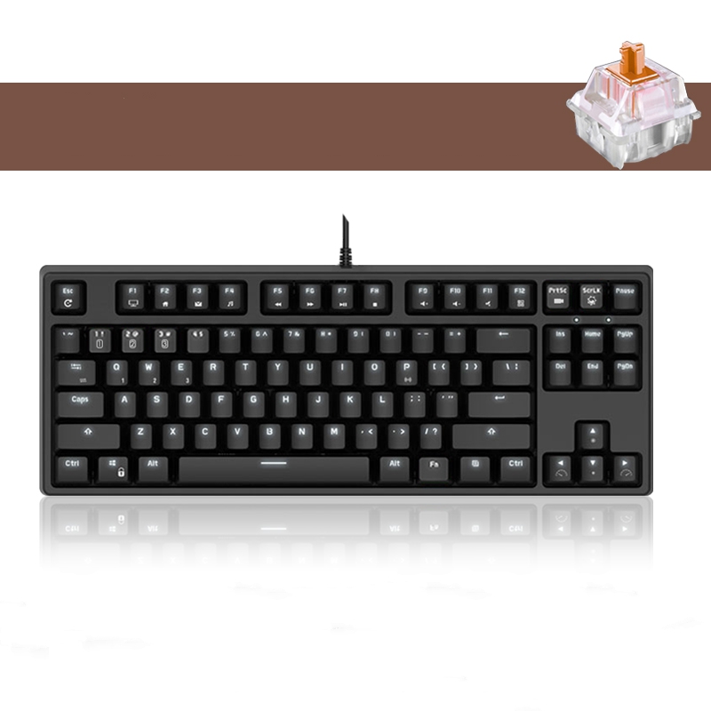 Royal Kludge RK987  N-key Rollover Ergonomic Design,Cool Exterior USB Wired PBT Keycaps White Backlit Keyboard for Gaming and Office - Black( RK Black Switch)