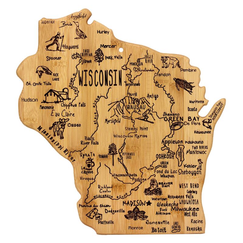 Totally Bamboo Destination Wisconsin Cutting Board 13" x 12"