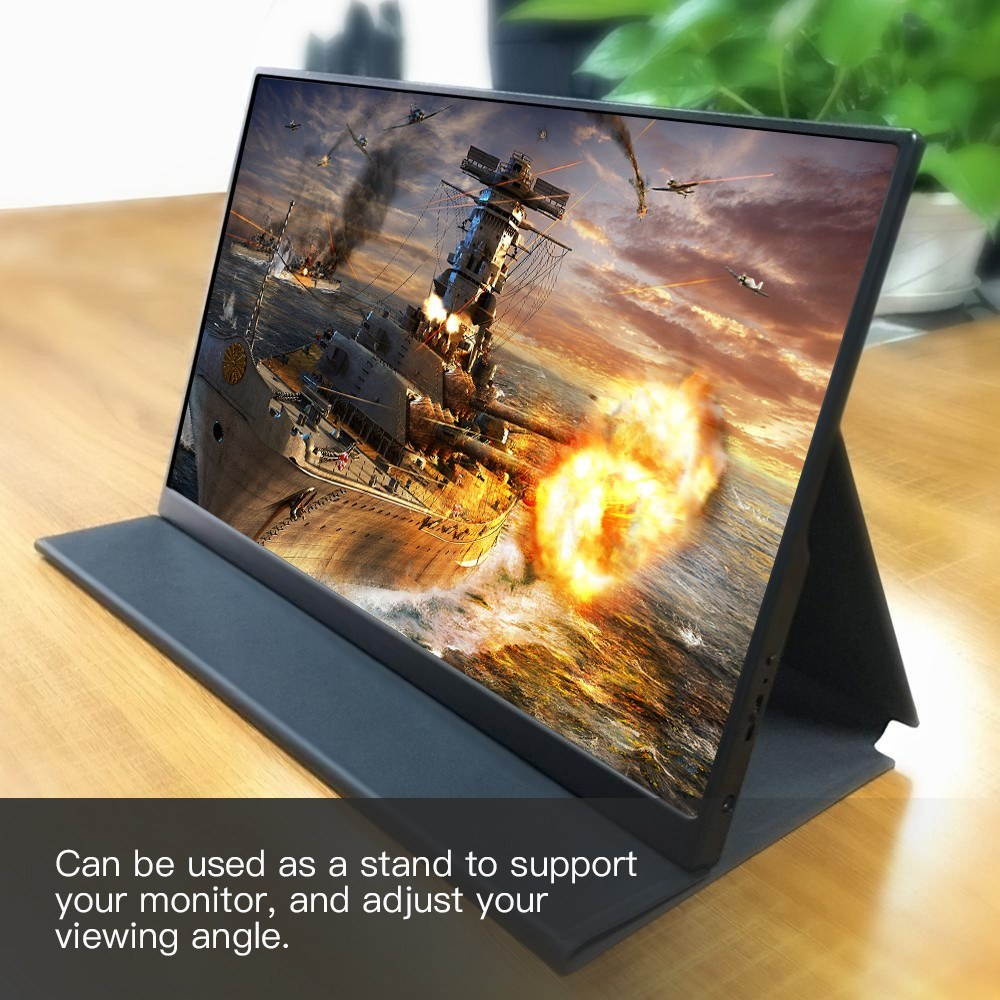 Portable Monitor Laptop Smart Case Protection Case Stand Holder with Sticker Easy Carrying Without Speaker Hole for 15.6