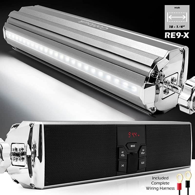 RE9X Waterproof Bluetooth Motorcycle Stereo Speakers 78125 in Handlebar Mount MP3 Music Player Audio Amplifier System ATV 4Wheelers USB AUX FM Radio