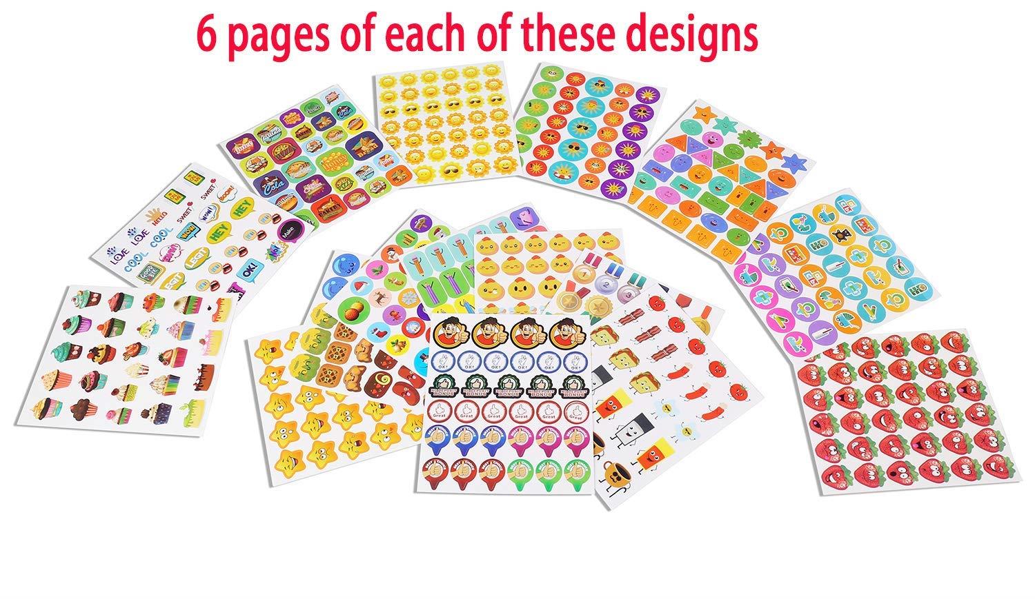 Teacher Stickers for Kids,3050 Pcs Incentive Stickers for Teacher Classroom and School Bulk Use,Reward Stickers Mega Variety Pack,16 Design Styles Including 3D Heart, Face, Star, Thumbs, Cupcake (96)