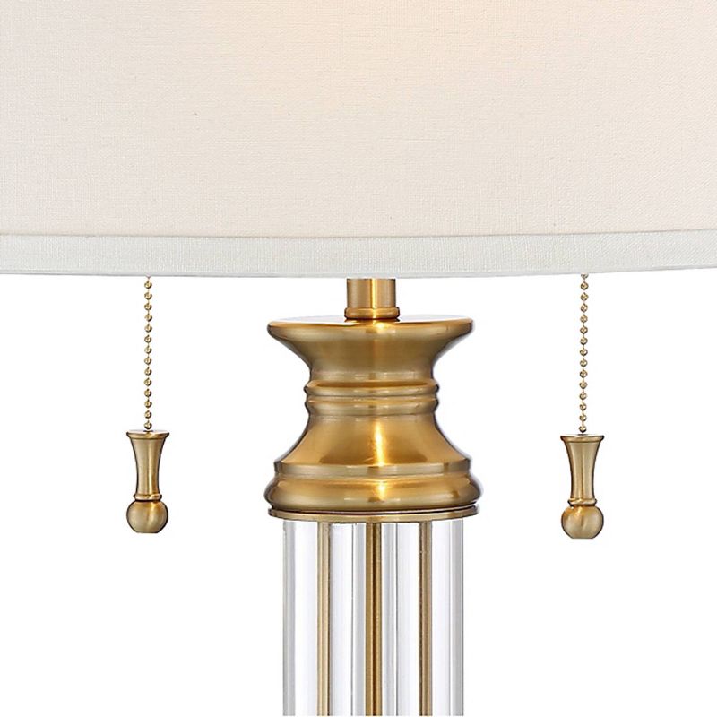 Vienna Full Spectrum Rolland Antique Brass Crystal Column Lamp with Table Top Dimmer