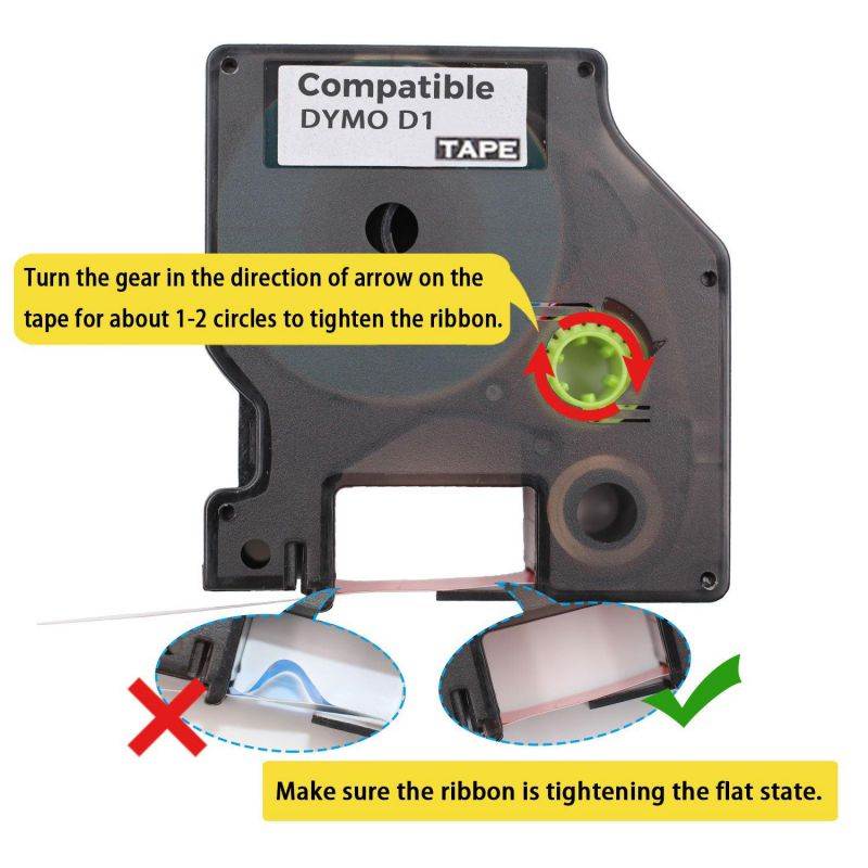 Compatible DYMO Standard D1 43613 Labeling Tape, Black on White for LabelManager 160 280 420P PnP 220P 360D 210D 260P 450 450D 450DUO 500TS Label Makers, 1/4'' W x 23' L, 5-Pack
