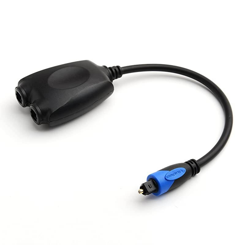 1x2 Toslink Digital Fiber Optic Audio Splitter 1 Male Input 2 Female Output - with 24K Gold Plated Connectors (for Home Theatre, Xbox, Playstation etc.)