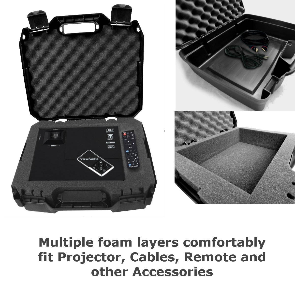 WORKFORCE Travel Video Projector Carrying Hard Case with Customizable Foam - Fits Optoma DLP, WXGA, 1080p and 3D Projectors - Models HD28DSE / HD141x / HD26 / S316 / HD131Xe