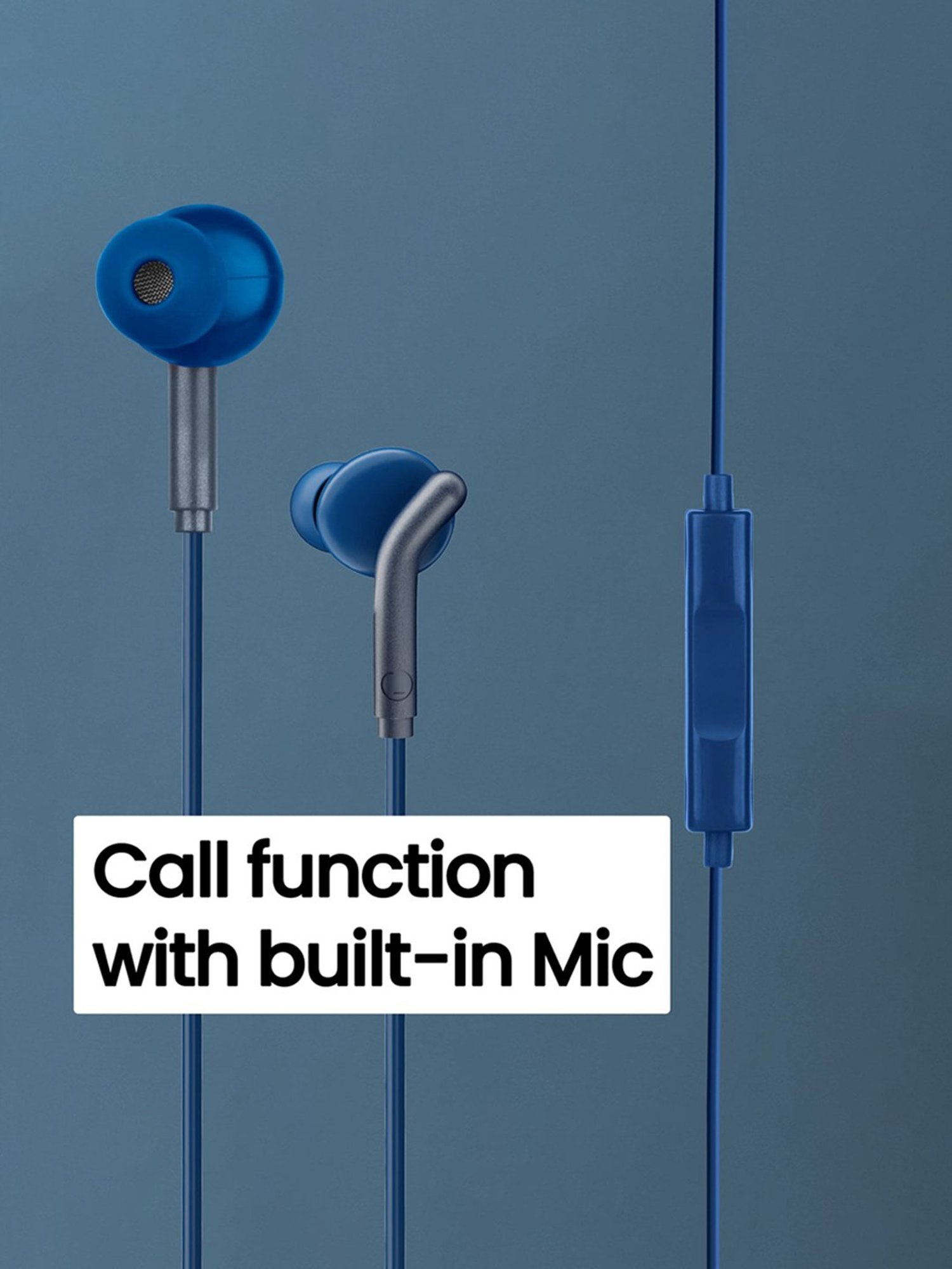 Zebronics Zeb-Bro in Ear Wired Earphones with Mic, 3.5mm Audio Jack, 10mm Drivers (Blue)