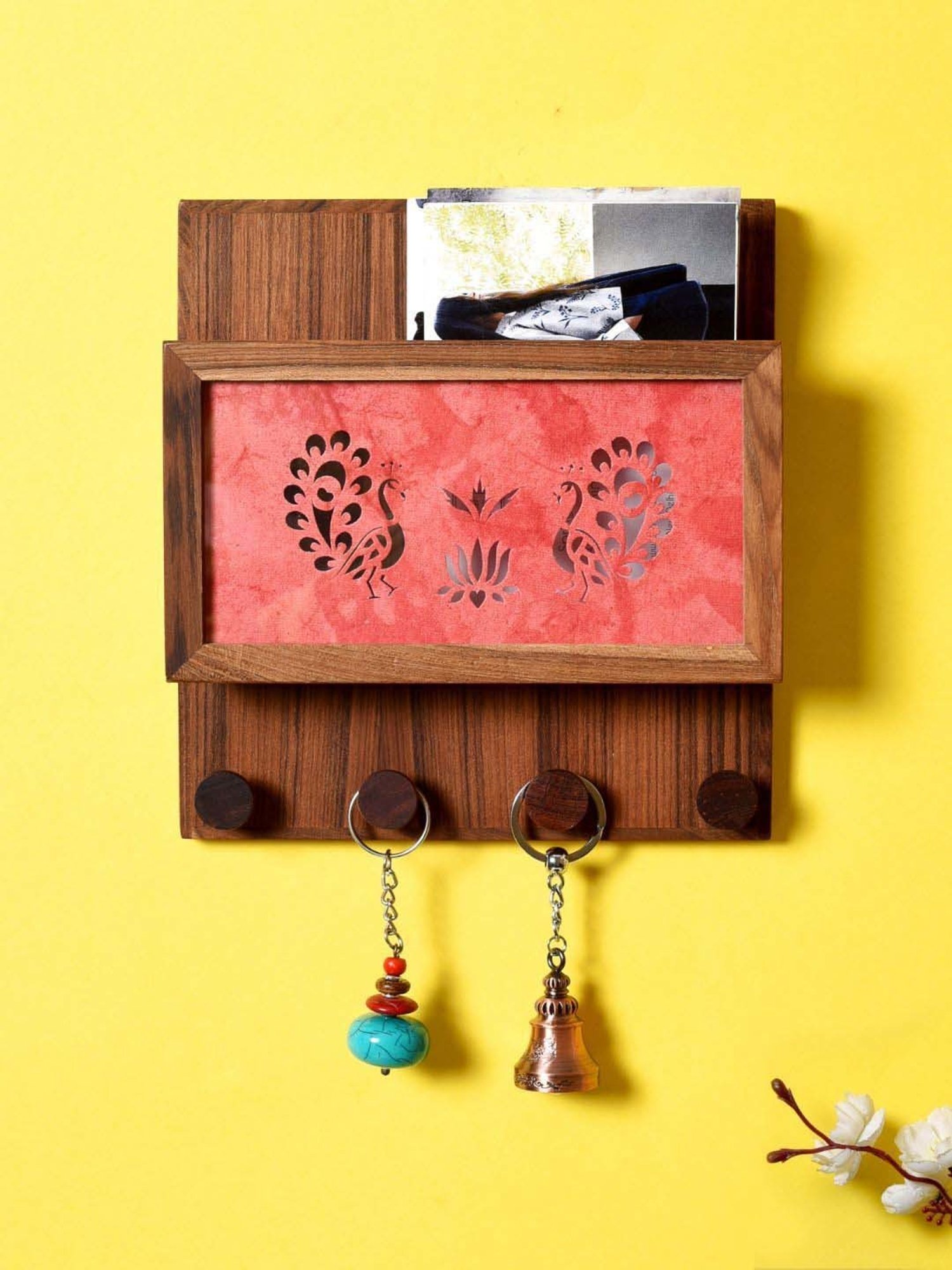 Unravel India New Brown & Red Wood Key Holder