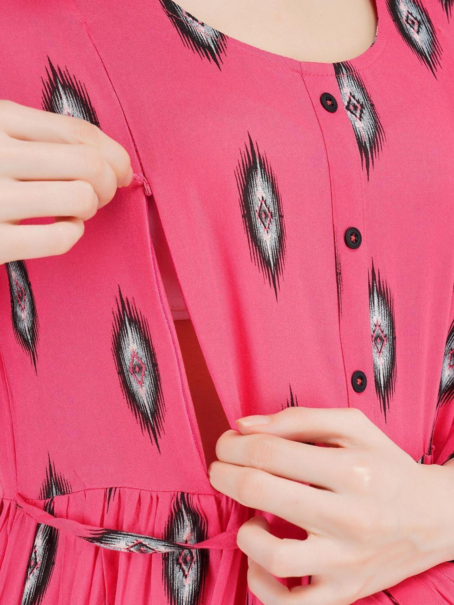 KOI SLEEPWEAR Pink Printed Maternity Dress