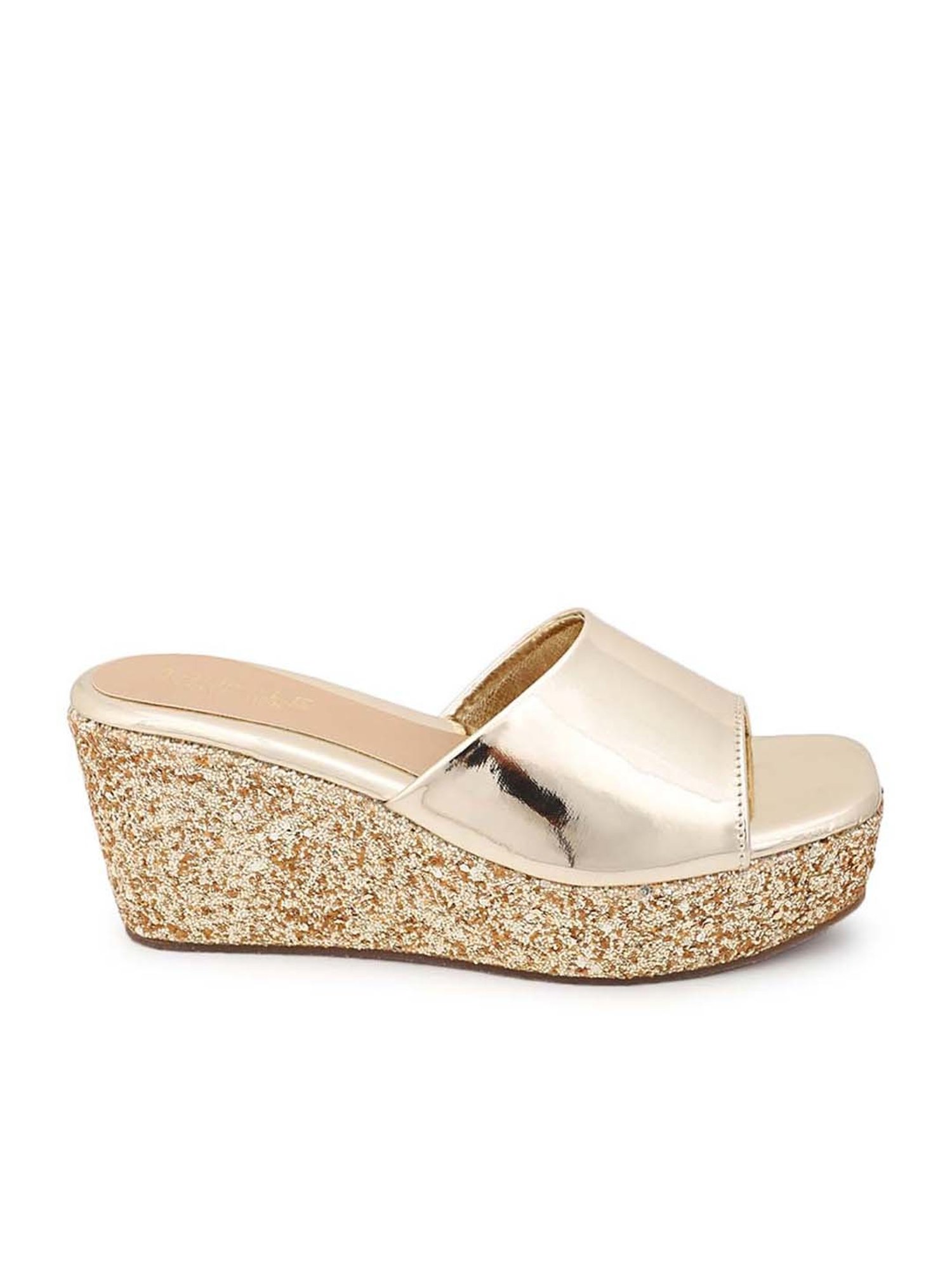 Truffle Collection Women's Pale Gold Casual Wedges