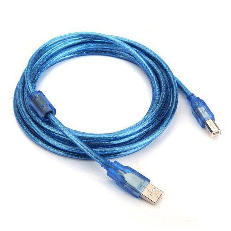 USB2.0 Extension Print Cable usb2.0A Male to B Male Digital cables for Scanner Printer HDD High Speed Transparent Blue 0.3M