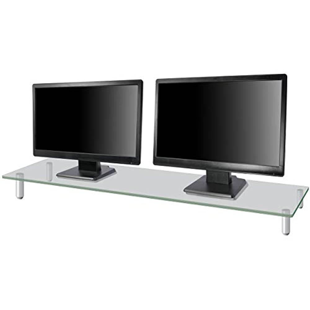 Kantek Extra-Wide Glass Monitor Riser, 3.25" X 10.2" X 39.4", Clear (MS380)