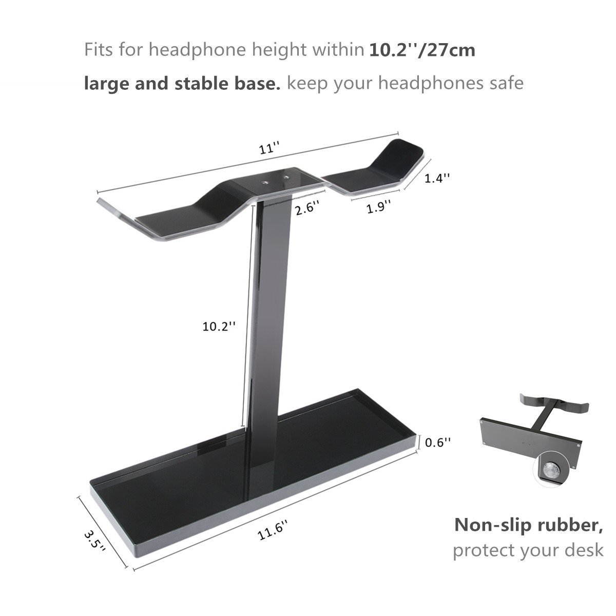 OLEN Headphone Hanger, Headphone Stand, Headset Stand (Black)
