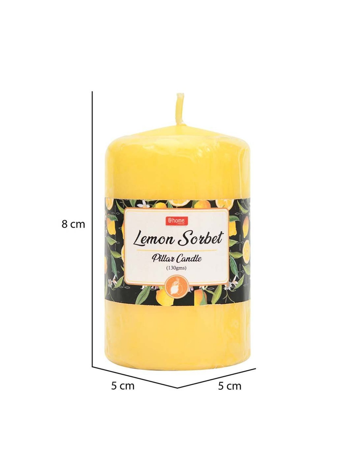 @home Yellow Lemon Sorbet Pillar Candle