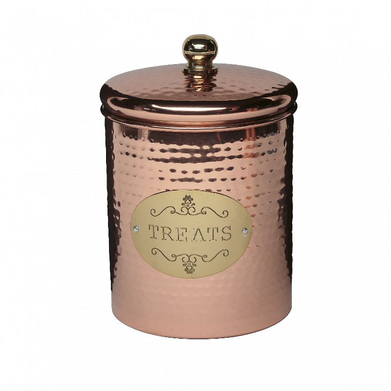 Amici Pet 38 & 140 oz 2 Size Set Copper Spaniel Metal Treats Canisters Bronze