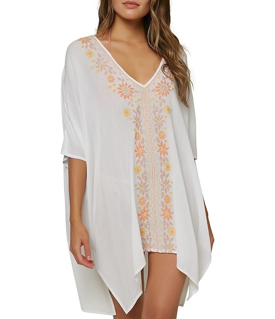 Tommy Bahama Midnight Orchid Tropical Print Scoop Neck Ruffle Hem Spa Dress