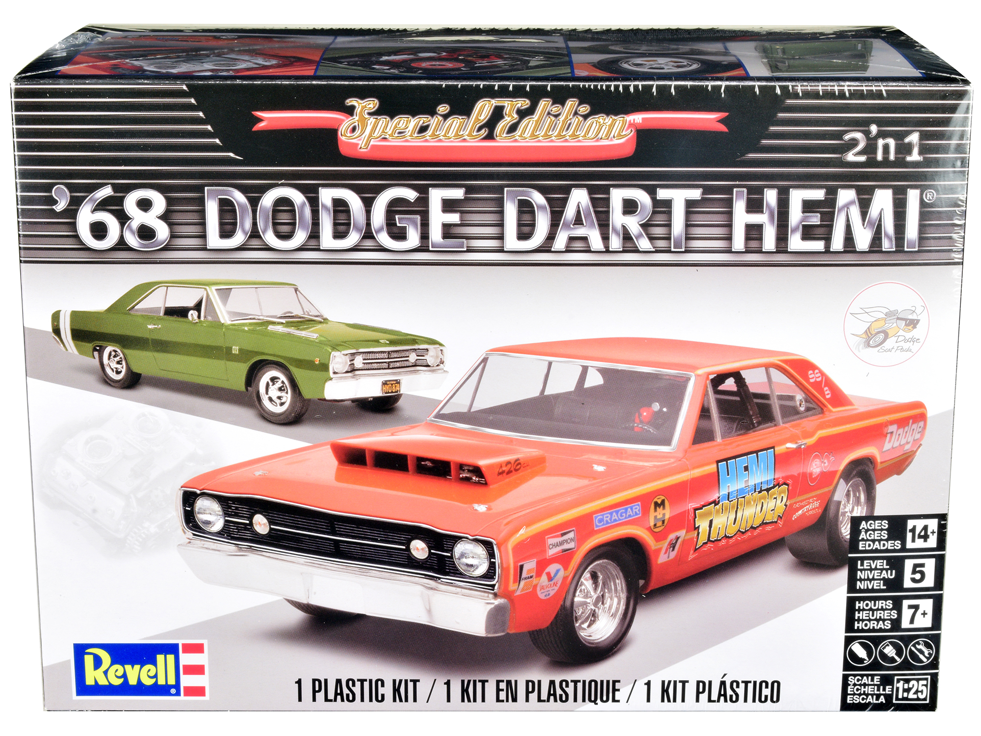 Level 4 Model Kit 1970 Dodge Challenger T/A "Streetburner" 2-in-1 Kit 1/24 Scale Model by Revell
