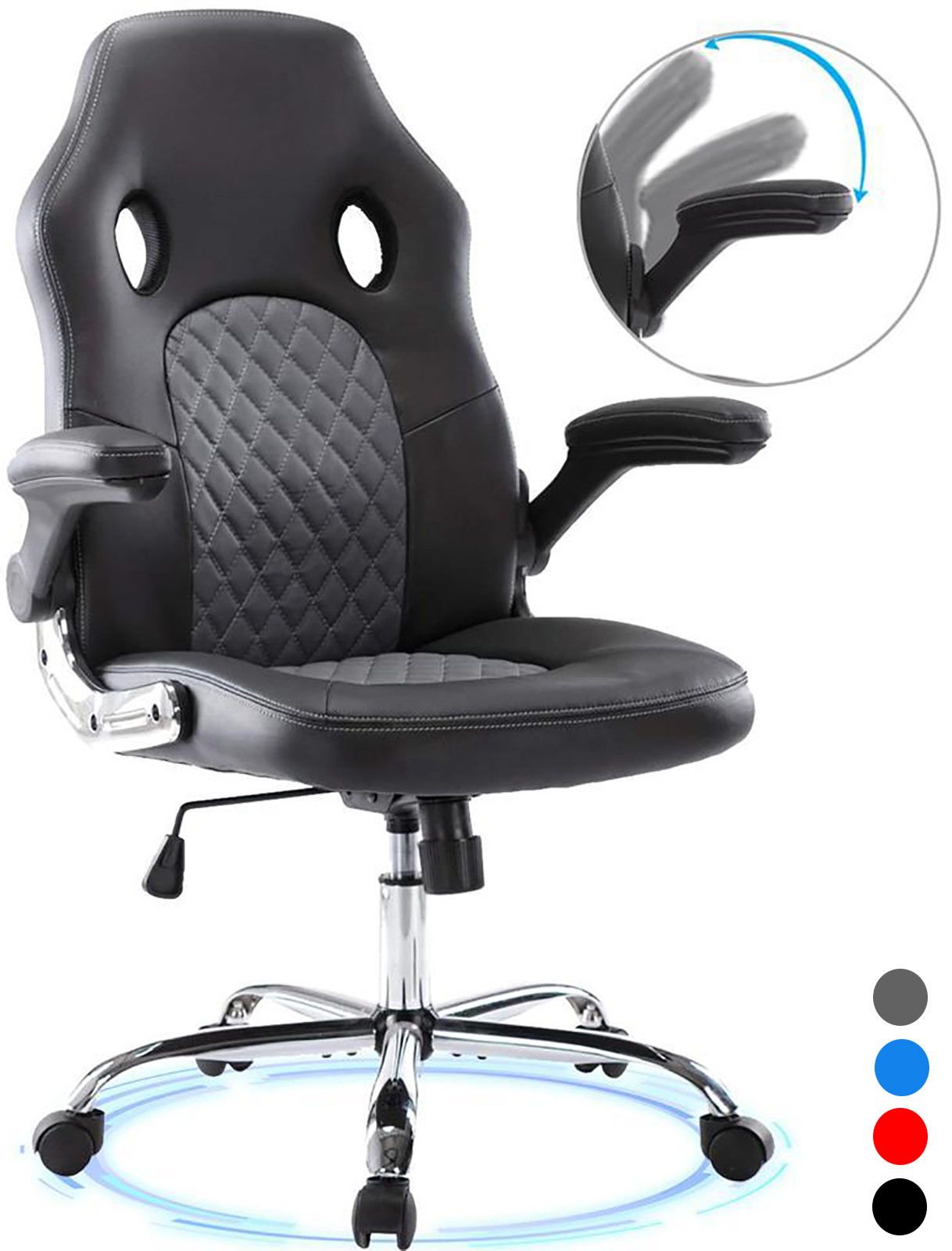 Gaming Chair, Racing Style Computer Desk Chair Padded Armrests Ergonomic Lumbar Support Adjustable Height