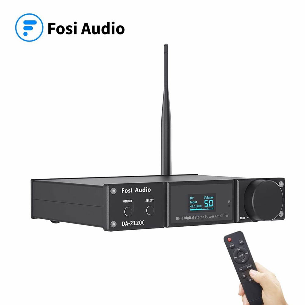 Fosi Audio DA2120C Bluetooth Amplifier 120W x2 Stereo Hi-Fi 2.1 Channel Wireless Stream aptX, 24Bit/192kHz Class D Compact Mini Power Amp Integrated USB DAC Coaxial Optical, Support Subwoofer & Remot
