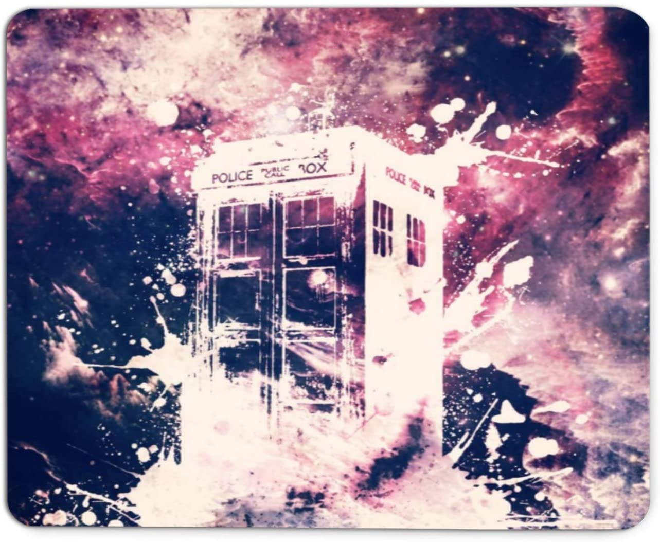 Doctor Who Mouse Pad Watercolor Police Box Tardis Gaming Mouse Mat Watercolor Non-Slip Rubber Mousepad for Home Office Working Computer Laptop Office Desk 12x10 Inch