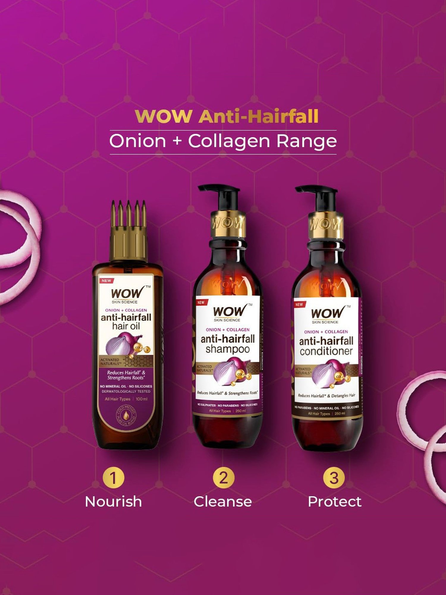 Wow Skin Science Onion + Collagen Anti-Hairfall Hair Oil - 100 ml