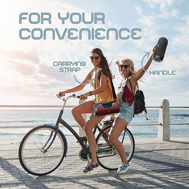 Impact Plus Wireless Bluetooth Speaker Water Resistant IPX4 40W Premium HD Sound Powerbank Dual Pairing TWS Stereo Black