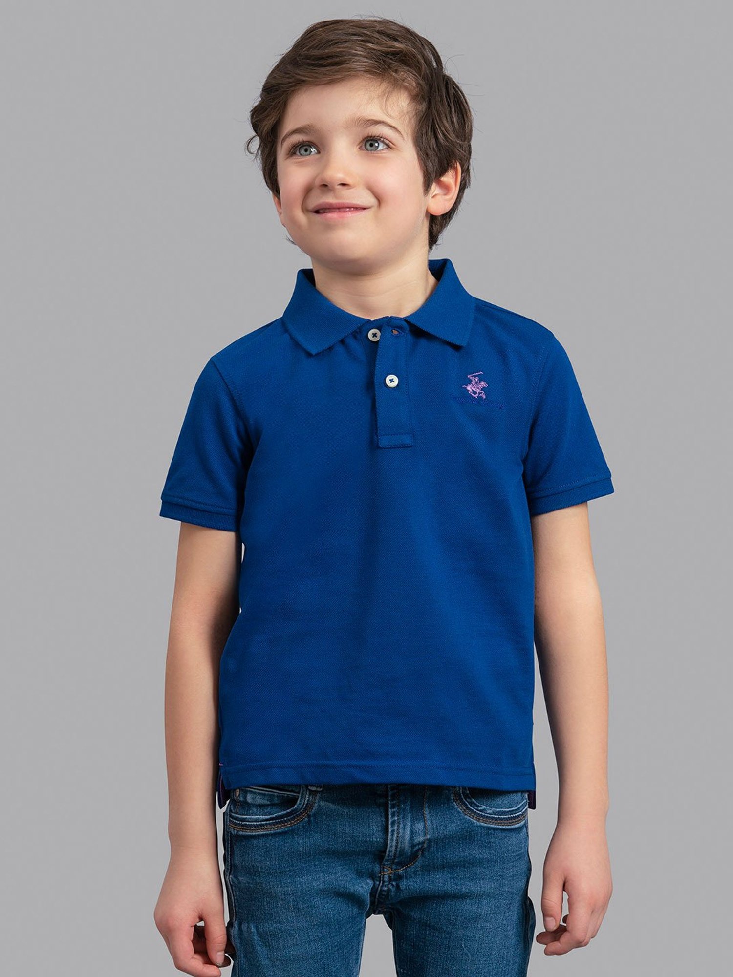 Beverly Hills Polo Club Kids Blue Solid Polo T-Shirt