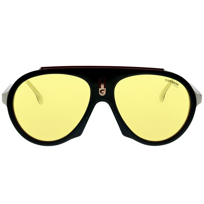 Carrera  GUU HO Unisex Aviator Polarized Sunglasses Black Burgundy Yellow 57mm