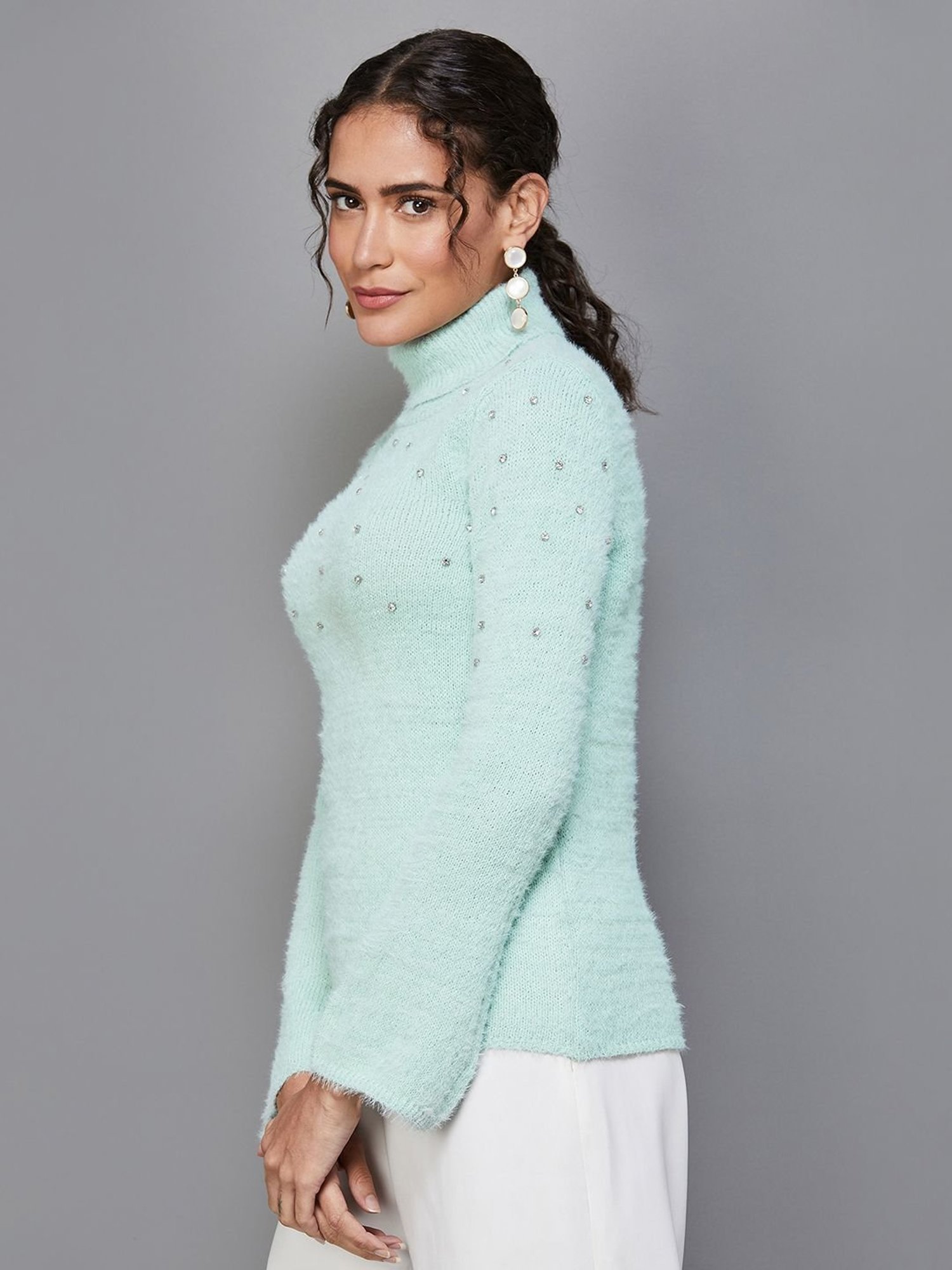 Code by Lifestyle Mint Green Embellished Top