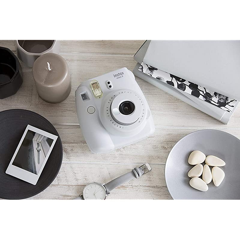 instax Mini 9 Instant Film Camera  Instax Mini Film 60 Shots + Compact Camera Case + 4 AA Batteries + Photo4Less Cleaning Cloth Accessory Bundle Film Bundle Smokey White