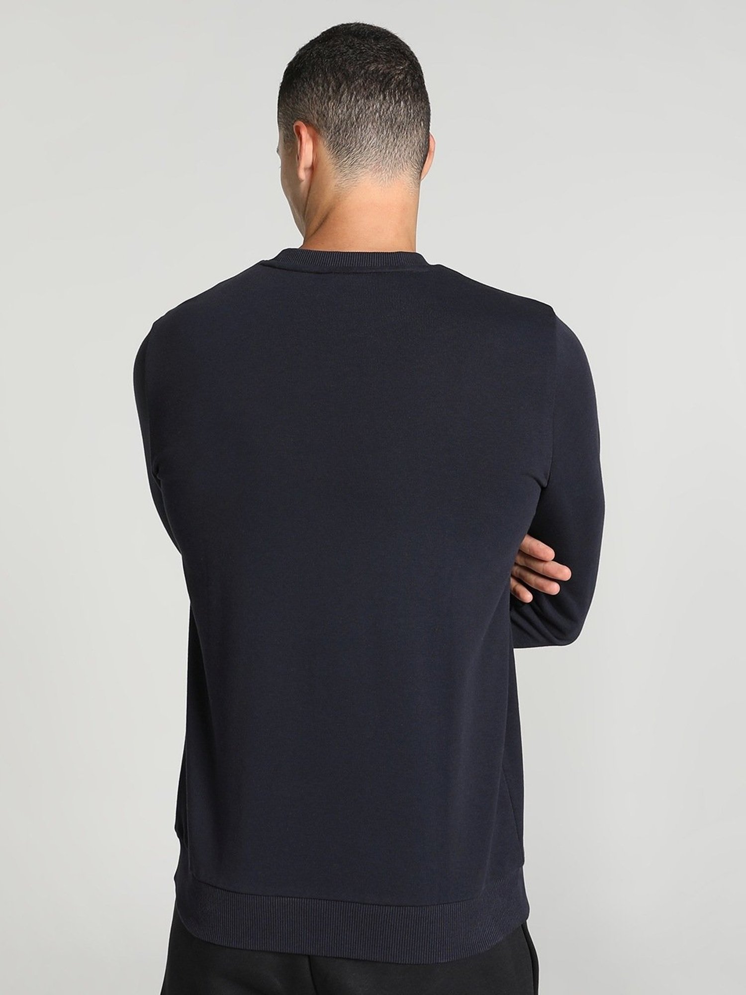 Puma Black Cotton Regular Fit Printed Sweatshirt