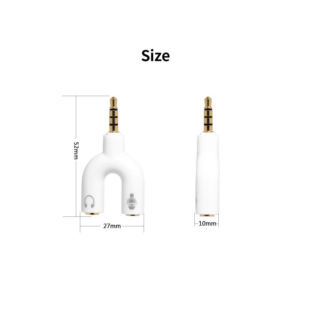3.5mm Audio Adapter U-type Audio Converter Earphone Connector Headset Microphone Adapter for Mobile Phone PC Laptop