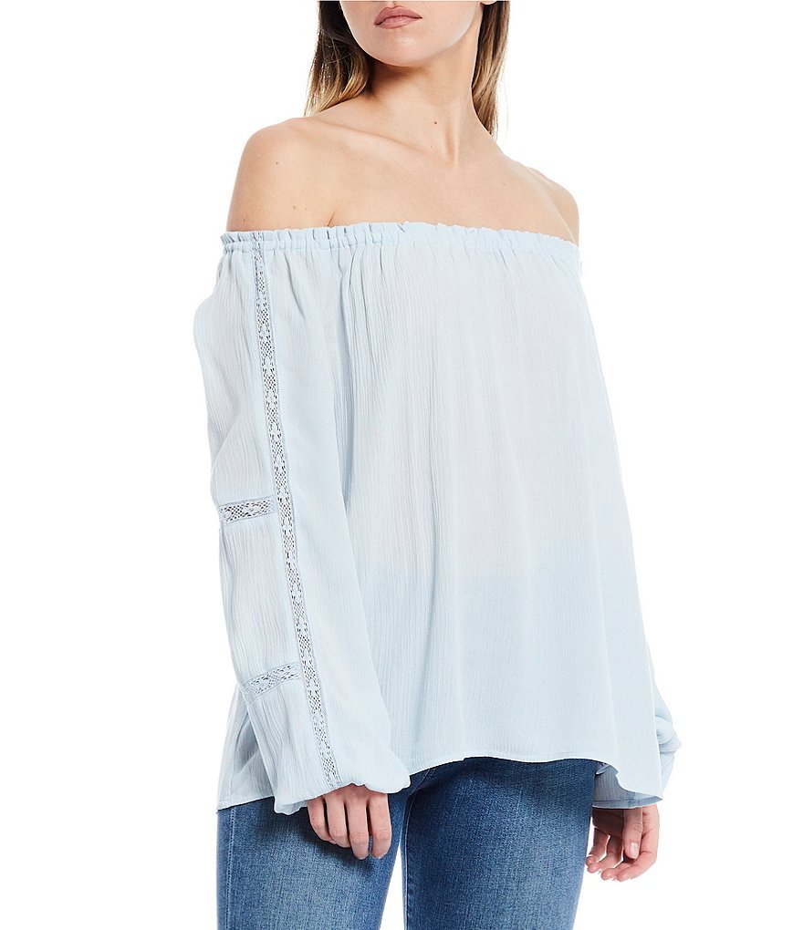 BB Dakota by Steve Madden Up to Here Puff Elbow Sleeve Mock Neck Smocked Top