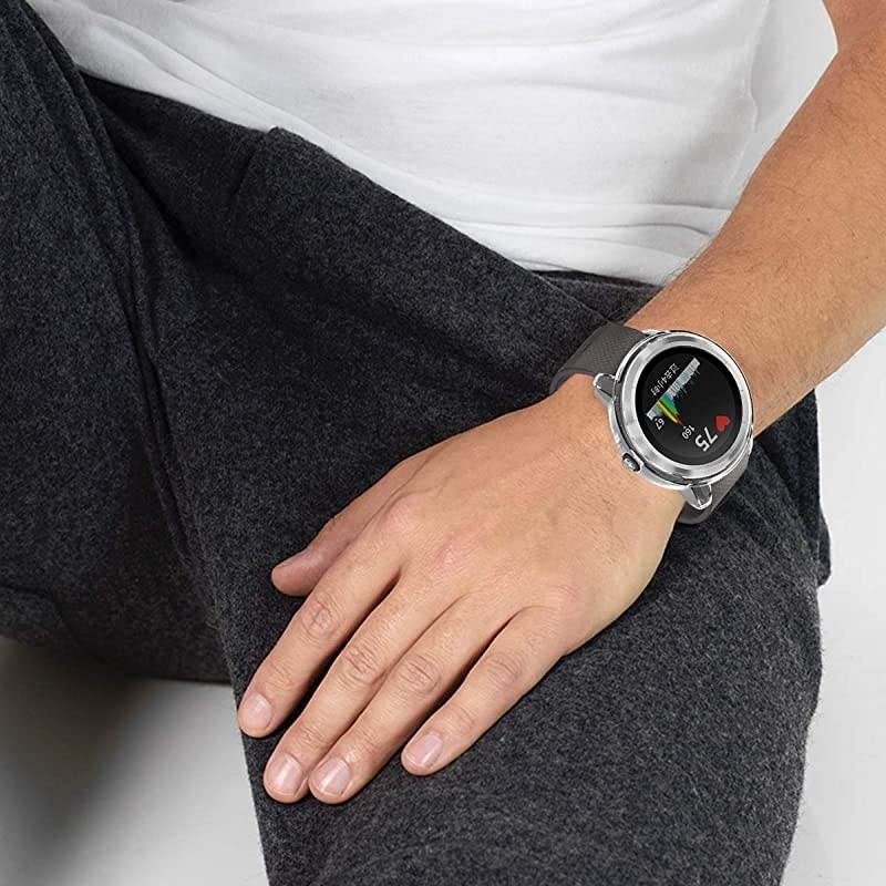 Compatible with Garmin Vivoactive 3 Case Super Thin TPU Plated Bumper Protector Shiny Protective Cover Lightweight Slim Shell Shockproof Frame Accessories for Garmin Vivoactive 3 Clear+Clear