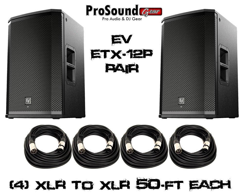 Electro-Voice ETX-12P 12" Two-Way Powered Loudspeaker (Pair) - Free (4) PSC XLR to XLR Cables 50FT ea